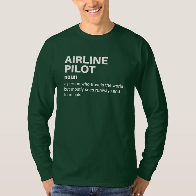 T-shirt Capitaine pilote de ligne - Définition amusante (Devant)