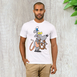 T-shirt Capitaine Pirate Rat Dessiné au Volant du Navire