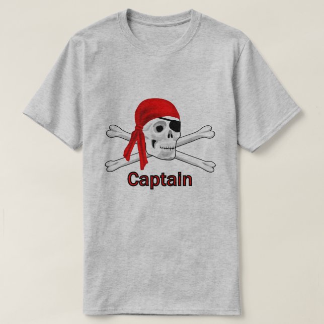 T-shirt Capitaine Pirate Skull and Crossbones Mens BG (Design devant)