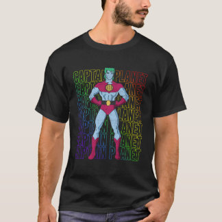 T-shirt Capitaine Planet Hero Rainbow Texte Stack