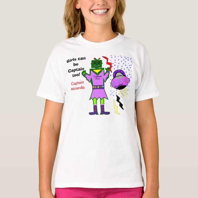 T-shirt Capitaine Robot Zoey Girls Peut Être Capitaine Aus (Devant)