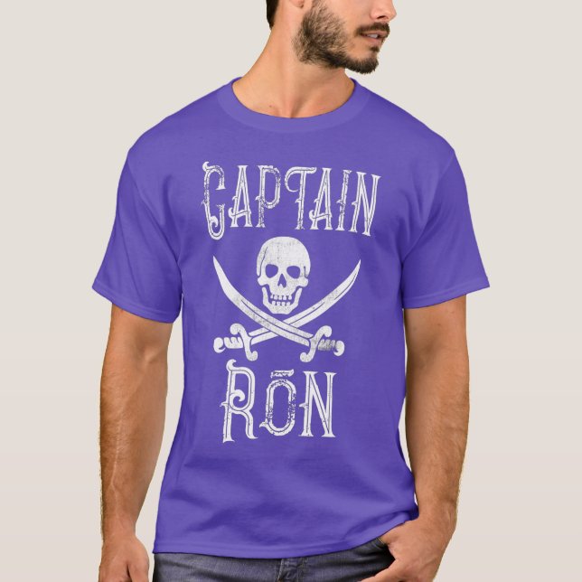 T-shirt Capitaine Ron Vintage Pirate Personnalisé (Devant)