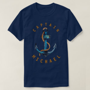 T-shirt Capitaine Shirt Watercolor Anchor Personalized