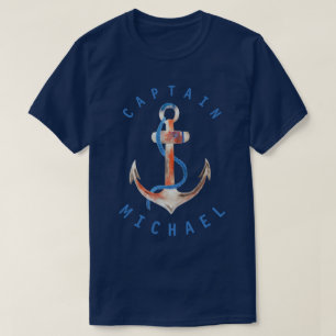 T-shirt Capitaine Shirt Watercolor Anchor Personalized