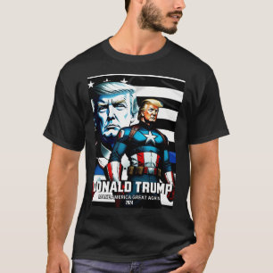 T-shirt Capitaine Trump Bleu Line Flag 3 Rendre l'Amérique