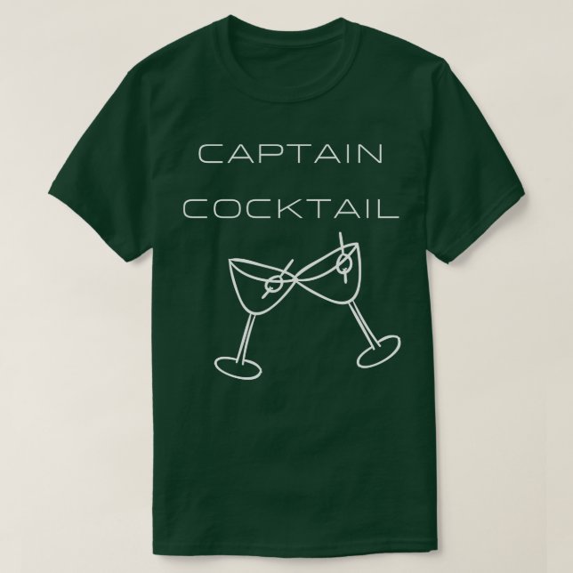 T-shirt Capitaine Typographie Cocktail Design blanc (Design devant)