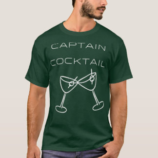 T-shirt Capitaine Typographie Cocktail Design blanc