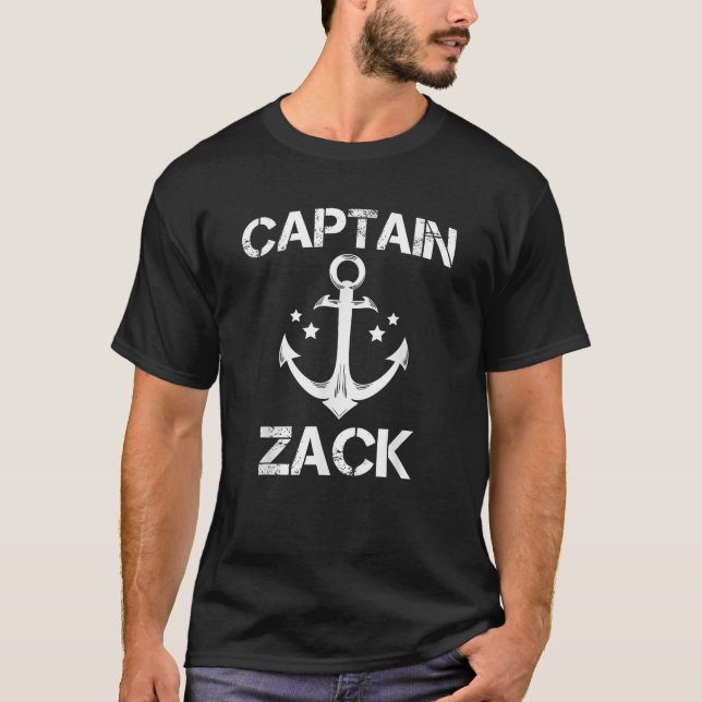 T-shirt CAPITAINE ZACK Funny Birthday Personalized Boat (Devant)