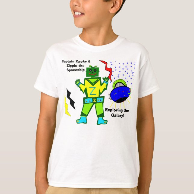 T-shirt Capitaine Zacky Green Robot Zippie Chemise de vais (Devant)