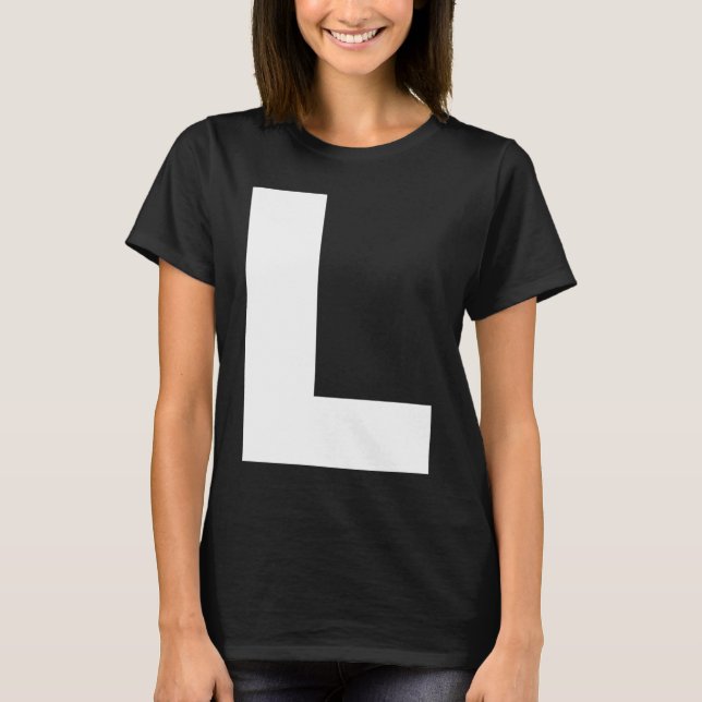 T-shirt Capital L Bold Alphabet Letter Monogram Uppercase  (Devant)