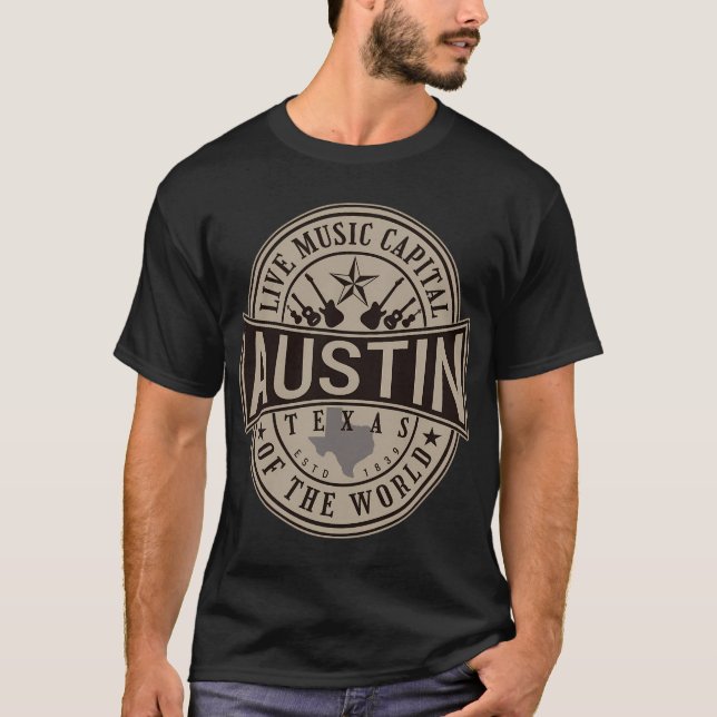 T-shirt Capitale De La Musique Live Du Monde Austin Texas (Devant)