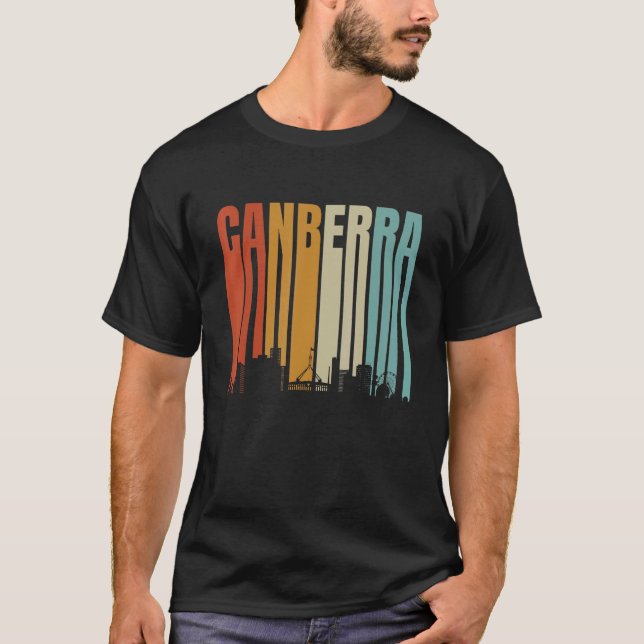 T-shirt Capitale De L'Australie De La Canberra Skyline Rét (Devant)
