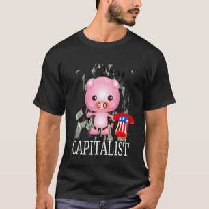 T-shirt Capitaliste Avec Cochon Dans Oncle Sam Casquette L