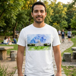 T-shirt Capitole des États-Unis à Washington DC Aquarelle