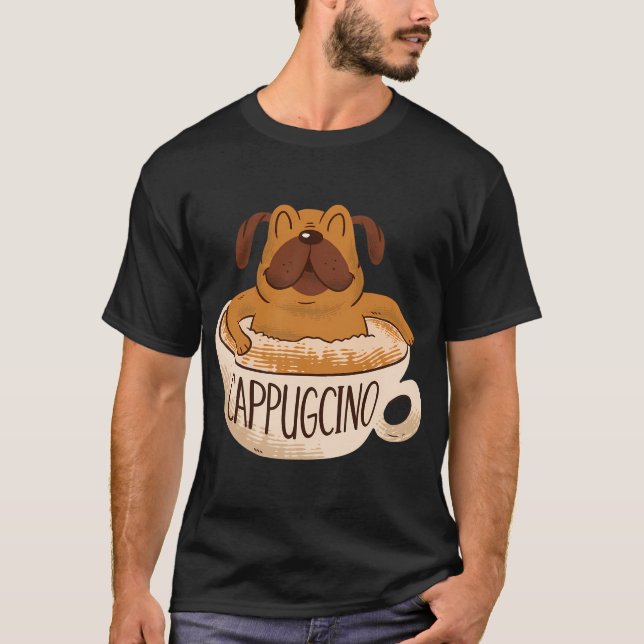 T-shirt Cappugcino Pug à café (Devant)