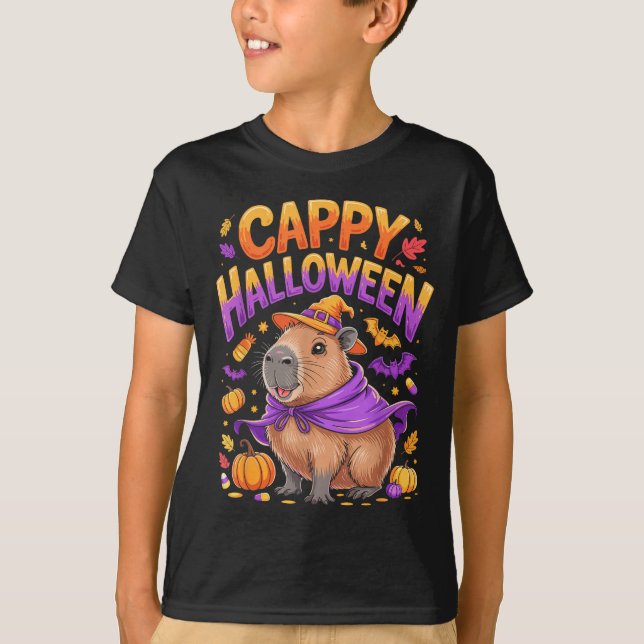 T-shirt Cappy Halloween Capybara Sorcière  (Devant)