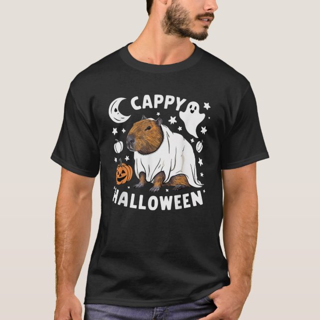 T-shirt Cappy Halloween Cute Capybara Costume fantôme (Devant)