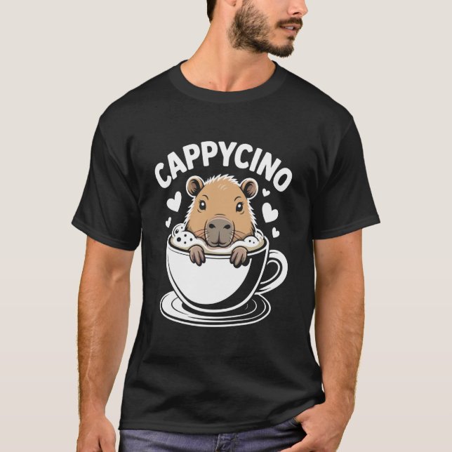 T-shirt Cappycino Capybara dans une tasse de café (Devant)
