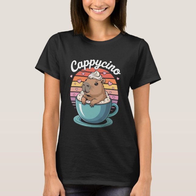 T-shirt Cappycino Capybara dans une tasse de café (Devant)