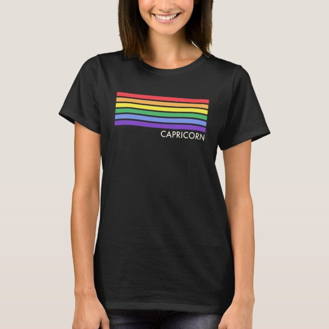 T-shirt Capricorn Mimimalist Basic Subtle Gay Pride Rainbo (Devant)