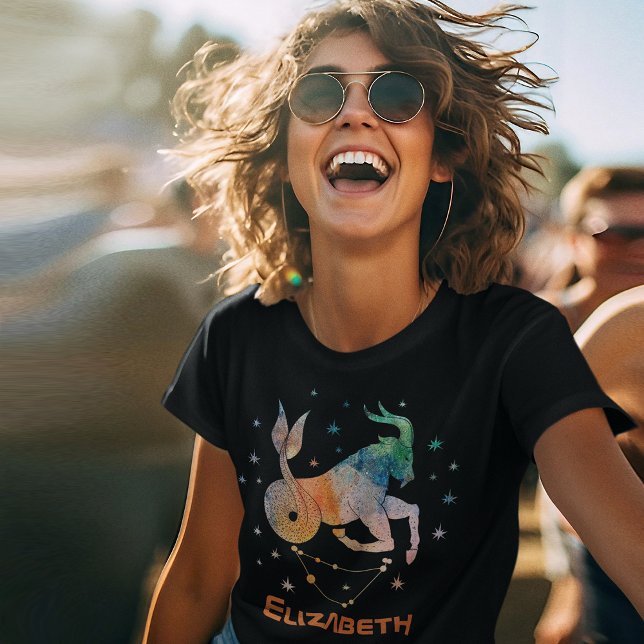 T-shirt Capricorne Constellation Zodiaque Aquarelle Galaxi (Créateur téléchargé)