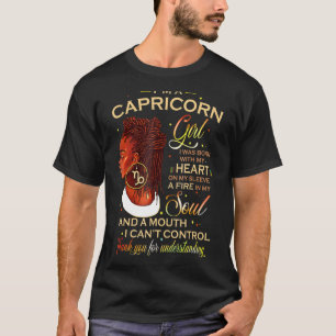 T-shirt Capricorne Girl Afro Locs Girl Zodiac Signes Birth