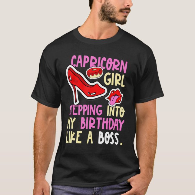 T-shirt Capricorne Girl Horoscope talons Steel Steven Anni (Devant)
