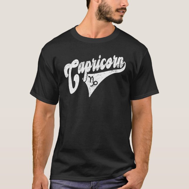 T-shirt Capricorne Rétro Zodiac, Astrologie, Horoscope, Ca (Devant)