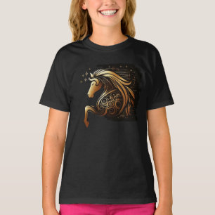T-shirt Capricorne Zodiaque Cheval en Or Astrologie