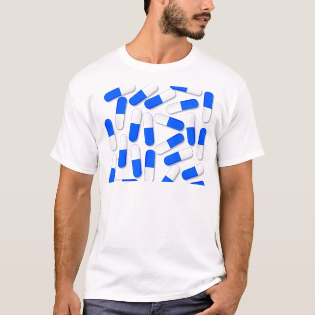 T-shirt Capsules bleues et blanches (Devant)