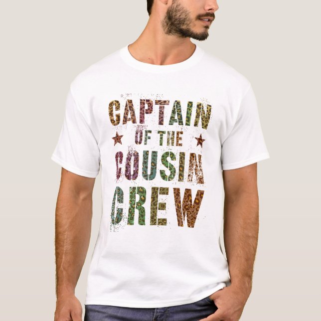 T-shirt CAPTAIN OF THE COUSIN CREW Leopard Print Funny Gra (Devant)