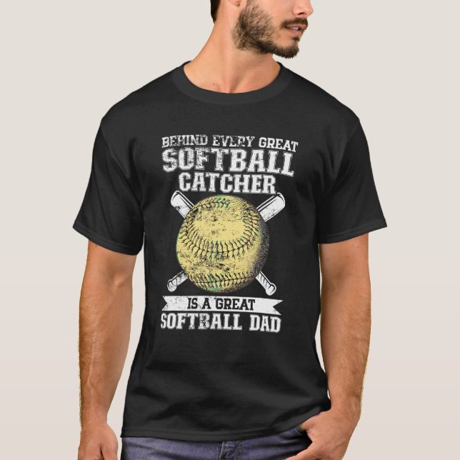 T-shirt Capteur de softball Papa Pitcher Fastpitch Coach F (Devant)