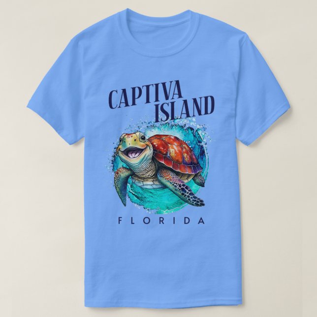 T-shirt Captiva Island Florida Aquarelle Joyeuse tortue de (Design devant)
