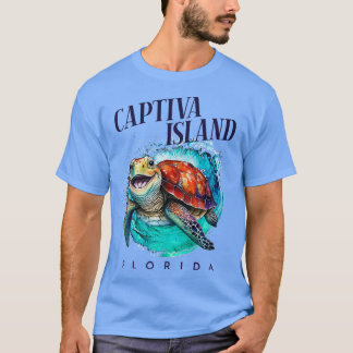 T-shirt Captiva Island Florida Aquarelle Joyeuse tortue de