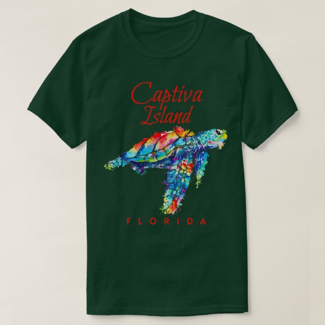 T-shirt Captiva Island Florida Aquarelle Tortue de mer (Design devant)