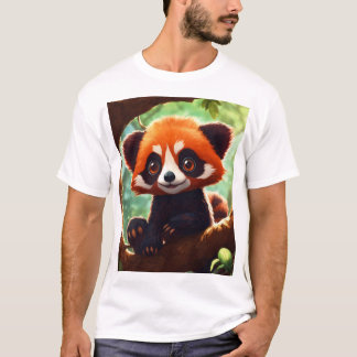 T-shirt Captivant le panda rouge sur une branche d'arbre