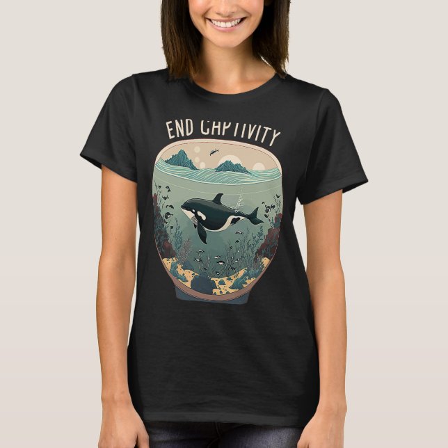 T-shirt Captivité De Fin D'Orca Libérer La Protection Mari (Devant)