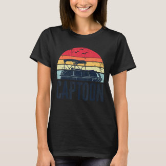 T-shirt Captoon Pontoon Capitaine Bateau Bateau Papa Pères