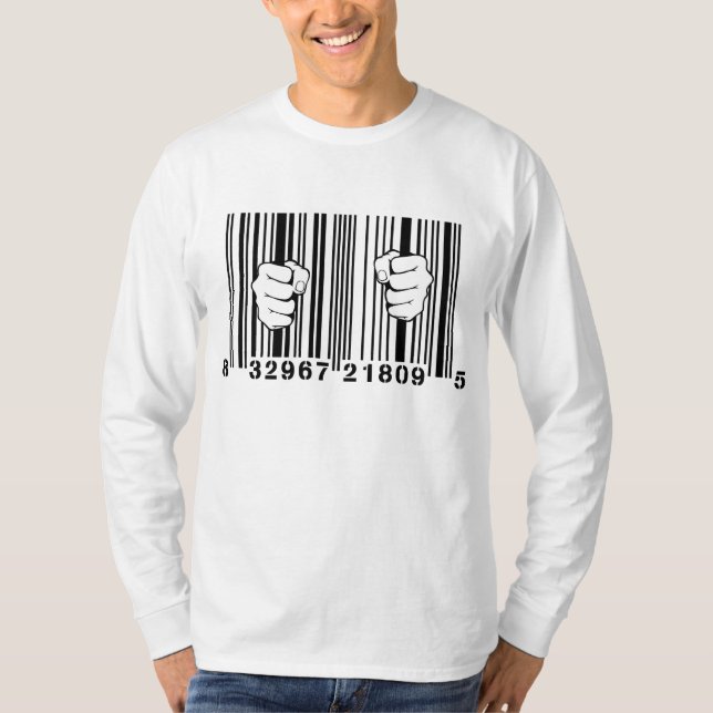 T-shirt Capturé par la prison de code barres du (Devant)