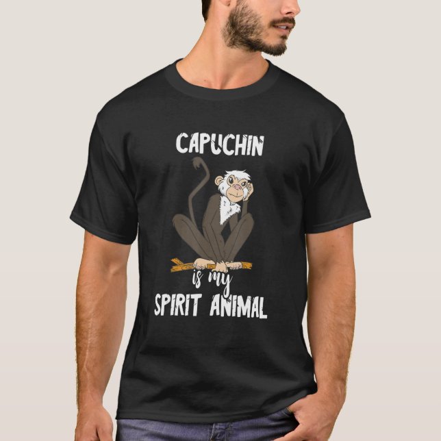 T-shirt Capuchin Est Mon Esprit Animal Ape Singe Faune P (Devant)