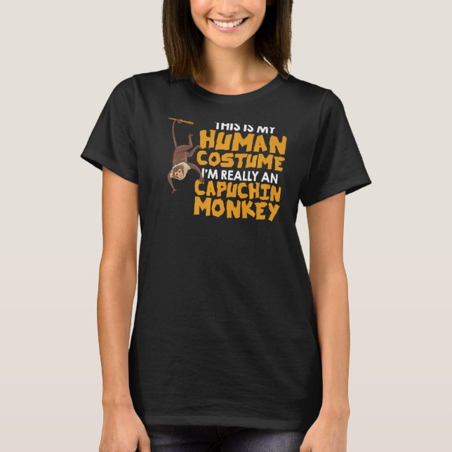 T-shirt Capuchin Singe Cute Cage Aliment Animal (Devant)