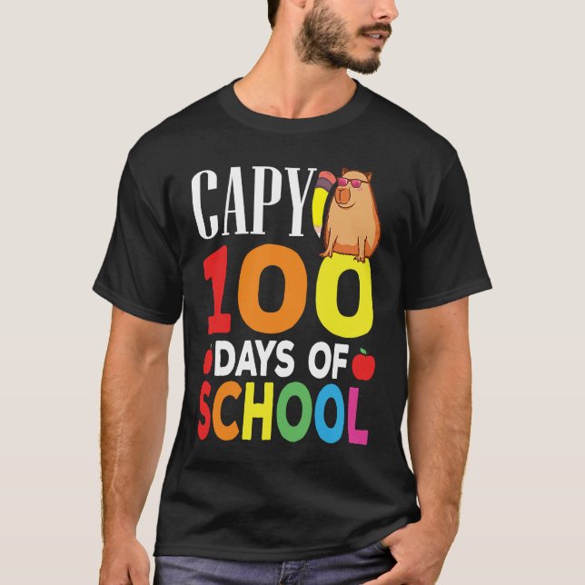 T-shirt Capy 100 Days Of School Teacher Capybara (Devant)