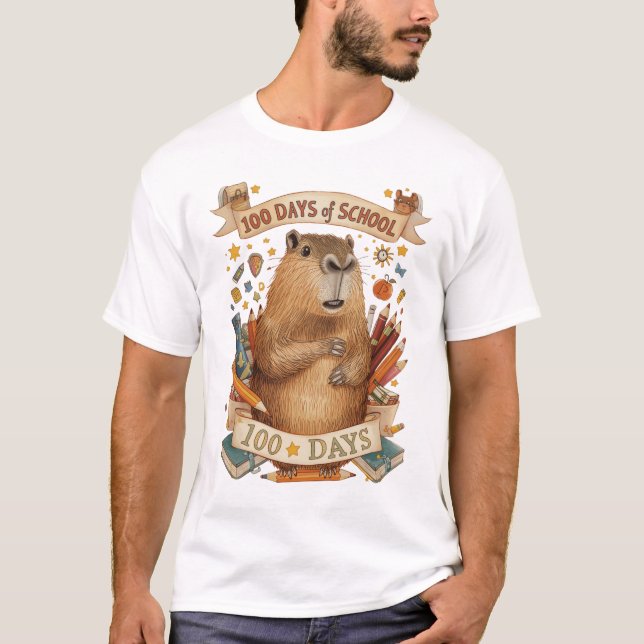 T-shirt Capy 100 jours d'école (Devant)