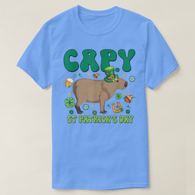 T-shirt Capy St Patrick's Day Funny Capybara Shamrock Luck (Design devant)