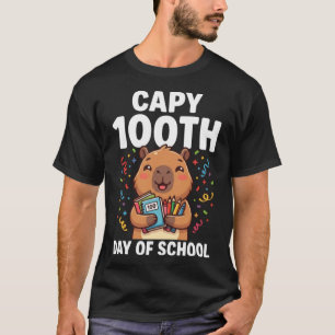 T-shirt Capybara 100e jour d'école Mignon Capy Animal