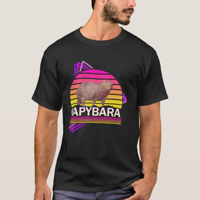 T-shirt Capybara 80s retro vibe man women  capybara (Devant)