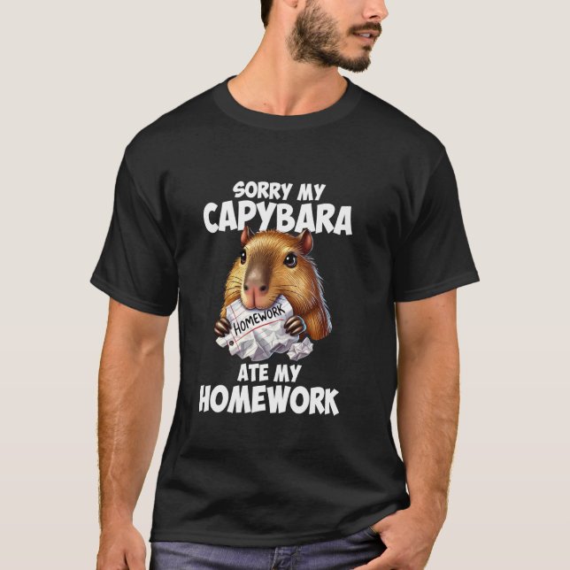 T-shirt Capybara a mangé mes devoirs, capybara (Devant)