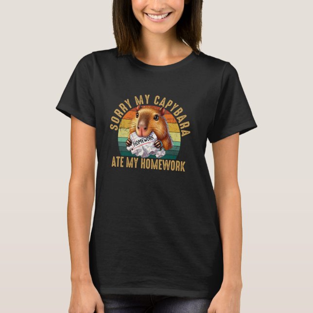 T-shirt Capybara a mangé mes devoirs, capybara (Devant)