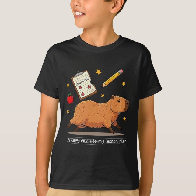 T-shirt Capybara A Mangé Mon Plan De Cours Professeur Élèv (Devant)
