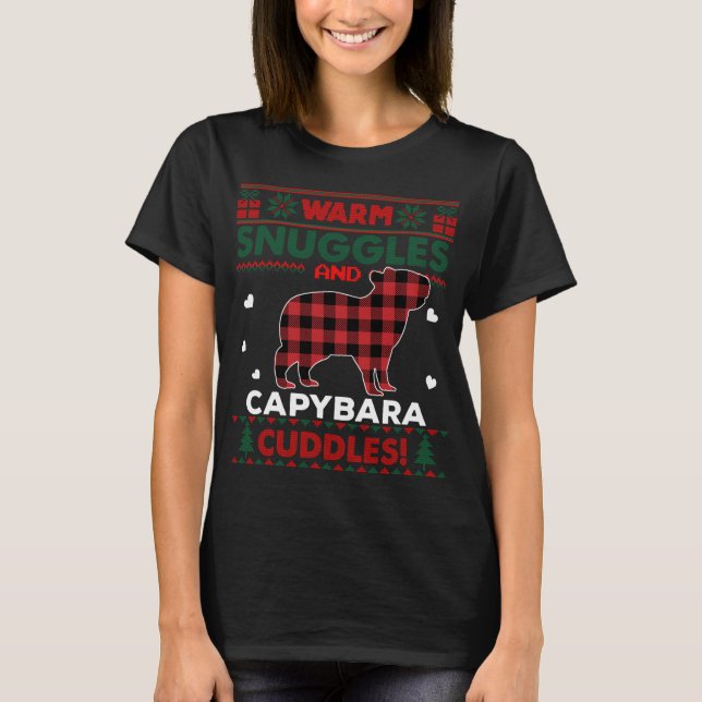 T-shirt Capybara Amateurs mignon Pyjama Cheval moche Noël  (Devant)